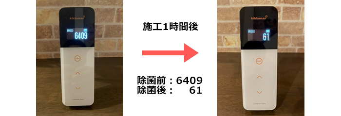 ルミテスターを使用した除菌効果テスト