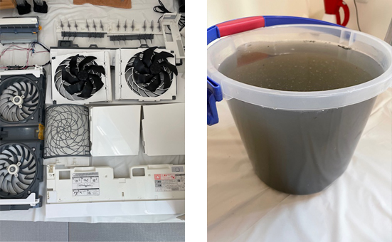三菱製(霧ヶ峰)お掃除機能付きエアコンクリーニング例
